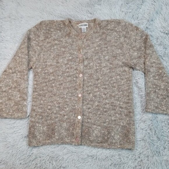 Alfred Dunner Womens‎ Sweater Cardigan Biege Large Button Up Mohair Wool Cozy - Picture 1 of 10